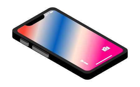 Black smartphone isometric icon isolated on white backgroundのイラスト素材