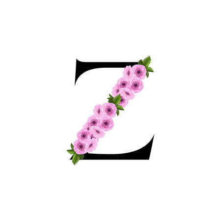 Letter Z floral ornament isolated on white backgroundのイラスト素材