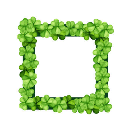Square frame of clover isolated on white backgroundのイラスト素材