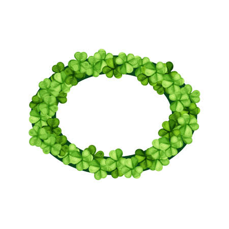 Oval frame of clover isolated on white backgroundのイラスト素材