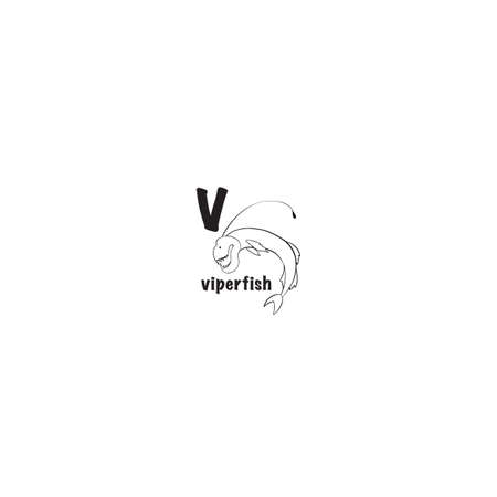 Viperfish coloring page isolated on white backgroundのイラスト素材