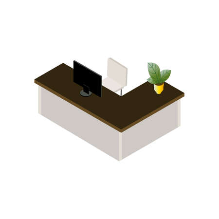 Reception desk icon isometric isolated on white backgroundのイラスト素材