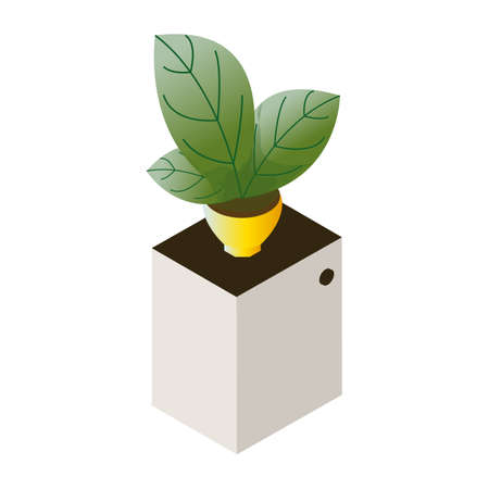 Flower in a pot on a pedestal isometric icon isolated on a white backgroundのイラスト素材