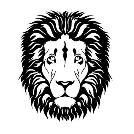 Head of  lion in vintage engraving style isolated on white background