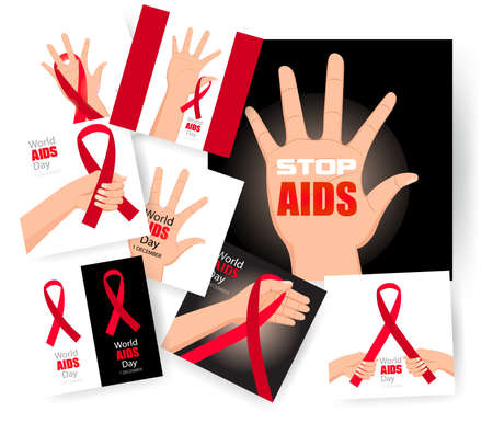 Set World AIDS Day. 1st December postersのイラスト素材