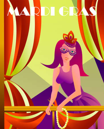 Festive multicolor background. Happy Mardi Gras card.のイラスト素材