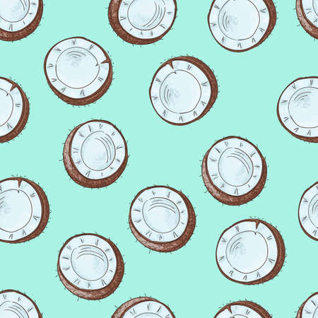 Seamless pattern with coconuts. Banner, poster, modern textile design.のイラスト素材