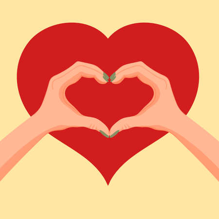 Women hands making heart sign up over, Valentines dayのイラスト素材