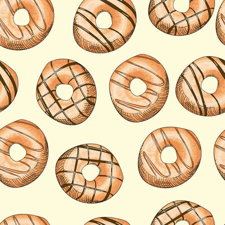 Glazed Donuts seamless pattern. Food Vector illustration.の写真素材