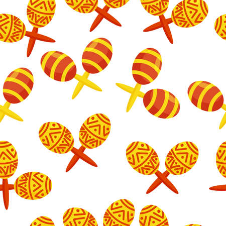 Beautiful maracas seamless pattern on white background. Musical instrument maracas.のイラスト素材