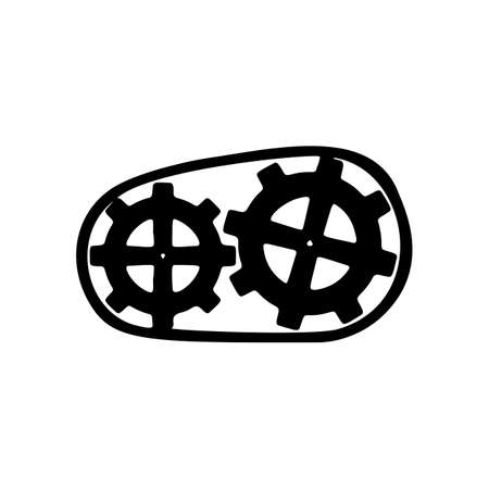 Metal gears and cogs vector. Gear icon flat design.のイラスト素材