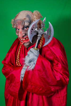 Evil Gnome with a two-handed ax (2). Idea for covers of books and magazines, for commercial ads and...