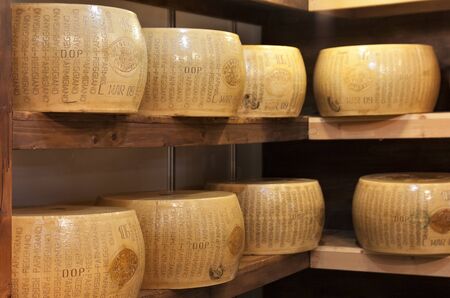 typical italian seasoned cheese called parmigiano