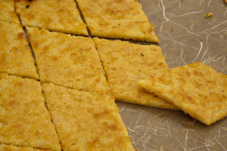 farinata is a typical ligurian salty snack made with chickpeas flourの写真素材