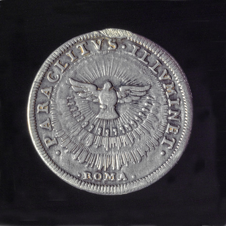 ancient silver coin of republic of genoa italy - testoneの写真素材