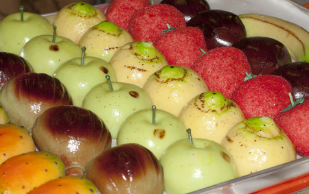 typical sweet of southern italy: the marzapane fruitの写真素材