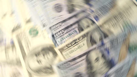 Flying money on white background dollar billの写真素材