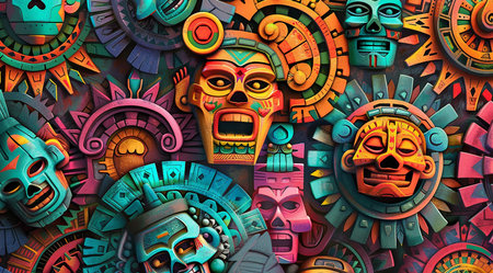 mexican style pile of color sculls day of the dead festival loop