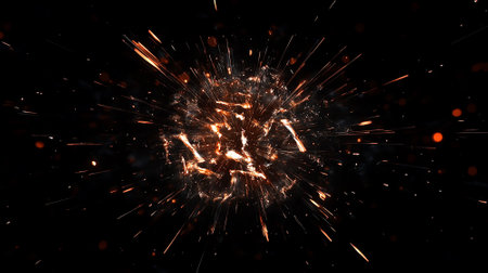 Firework explosion burst cosmis dust on black background galaxy birth