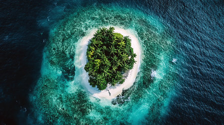 Tropical island paradise top viewの写真素材