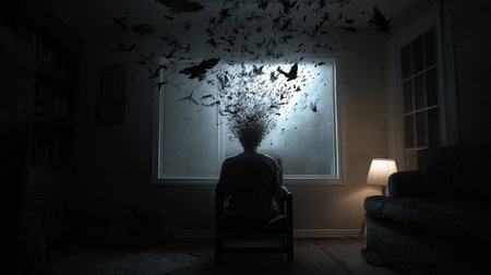 Silhouette birds window