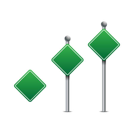 Green traffic signs vector. Road board text panel vector.のイラスト素材