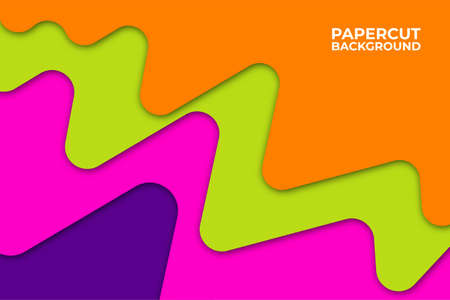 Abstract wave background with paper cut shapes, web banner design, discount card, promotion, flyer layout, ad, advertisement, printing media.のイラスト素材