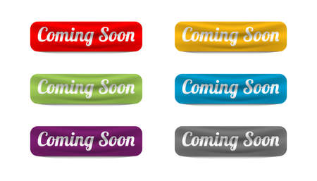 Coming soon sticker set banner design template.のイラスト素材