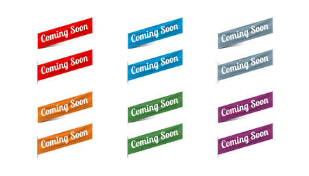 Coming soon sticker set banner design template.のイラスト素材