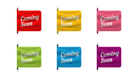 Coming soon sticker set banner design template.のイラスト素材