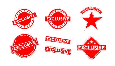 Red exclusive set logo badge.のイラスト素材