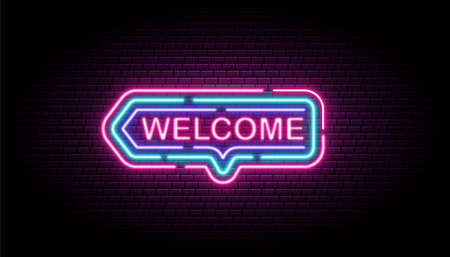 Welcome neon sign background wall templateのイラスト素材