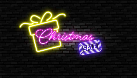 Merry christmas concept with neon design.のイラスト素材