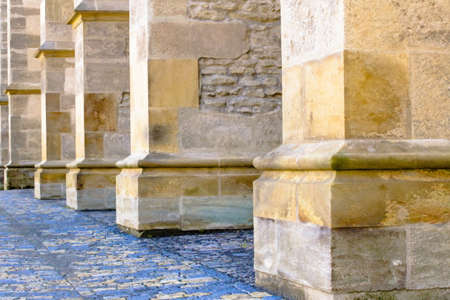 beautiful stone pillars restored historic Cathedral of St. Barbara - detail