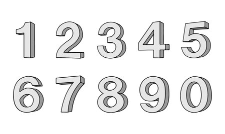 Set of numbers in the style of engraving. Vector illustration.のイラスト素材