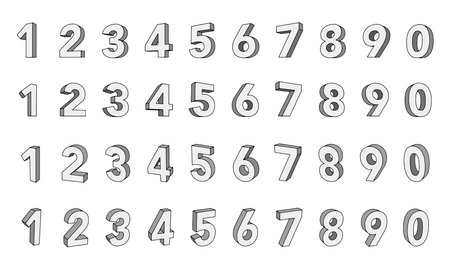 Set of numbers from 0 to 9. Vector illustration isolated on white background.のイラスト素材