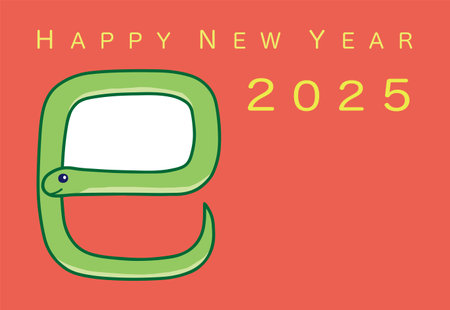 New Year's Card 2025 (Year of the Snake). Vector illustration.のイラスト素材