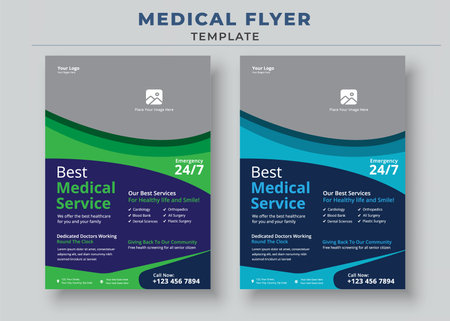 Medical Flyer Template, Healthcare Medical Flyer, Modern Medical Flyer Template Designのイラスト素材