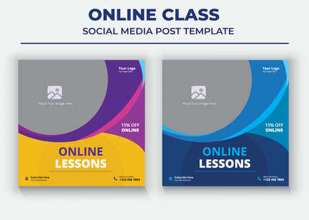 Online Business Class poster, Online Class social media post and flyerのイラスト素材