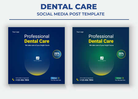 Dental Social Media Post, Health Care Social Media Templatesのイラスト素材