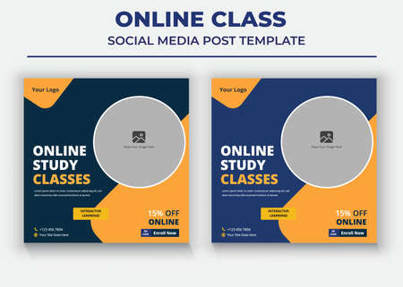 Online Business Class poster, Online Class social media post and flyerのイラスト素材