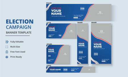 Election Campaign Banner Template, Political Campaign Banner Template, Vote Banner Template, Political Election Posterのイラスト素材