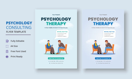 Psychology Counseling Flyer, Psychology therapy Flyer, Mental Health Awareness Flyerのイラスト素材