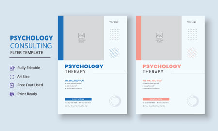 Psychology Counseling Flyer, Psychology therapy Flyer, Mental Health Awareness Flyerのイラスト素材
