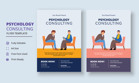 Psychology Counseling Flyer, Psychology therapy Flyer, Mental Health Awareness Flyerのイラスト素材
