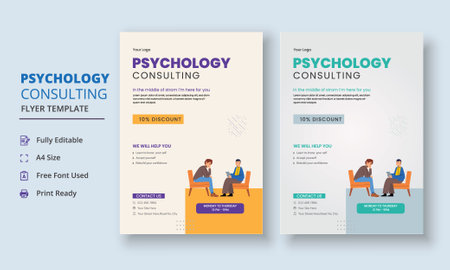 Psychology Counseling Flyer, Psychology therapy Flyer, Mental Health Awareness Flyerのイラスト素材