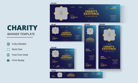 Charity flyer Banner, Life charity existence promotion, Education program Bannerのイラスト素材