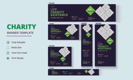 Charity flyer Banner, Life charity existence promotion, Education program Bannerのイラスト素材