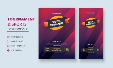 Tournament and Sports Flyer, Tournament Flyer, Sports Competition Flyer, Sports Campaign Poster Poster, Prize Money Poster, DL Flyerのイラスト素材