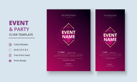 Multipurpose Event Flyer, Multipurpose Party Flyer, Event Roll Up Banner, Event poster,Tournament Flyer, Concert poster, Festival banner, Auction banner, DL Flyer, Bのイラスト素材